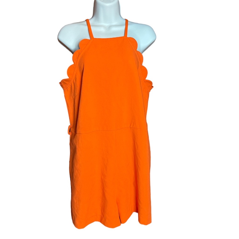 Victoria Beckham Orange Scalloped Shorts Romper